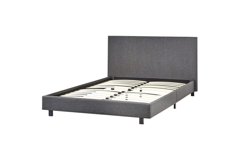 Seng med lamellramme Albi - Grå, svart/Polyester, 140x200 cm - Møbler - Senger - Sengeramme & sengestamme
