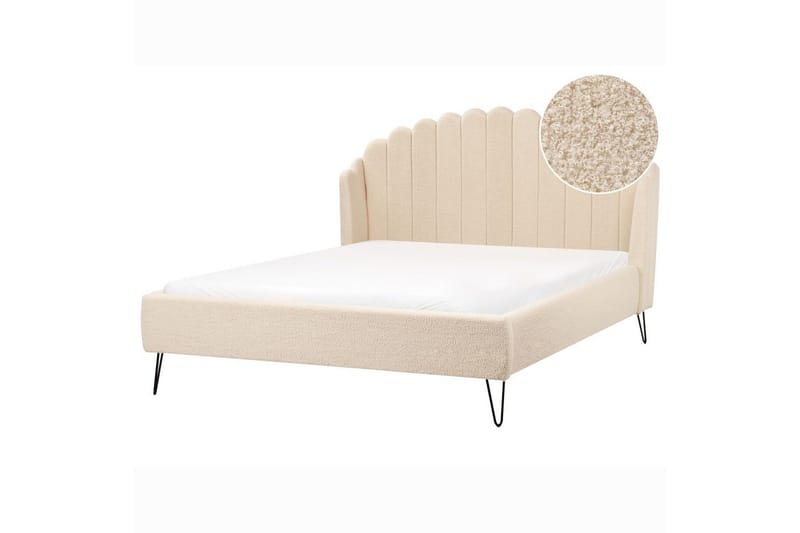 Seng med lamellramme Ambillou - Beige, svart, 140x200 cm - Møbler - Senger - Sengeramme & sengestamme