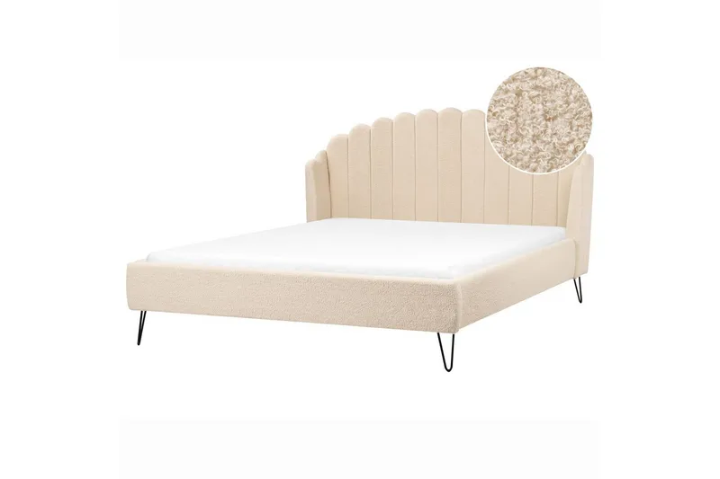 Seng med lamellramme Ambillou - Beige, svart, 180x200 cm - Møbler - Senger - Sengeramme & sengestamme