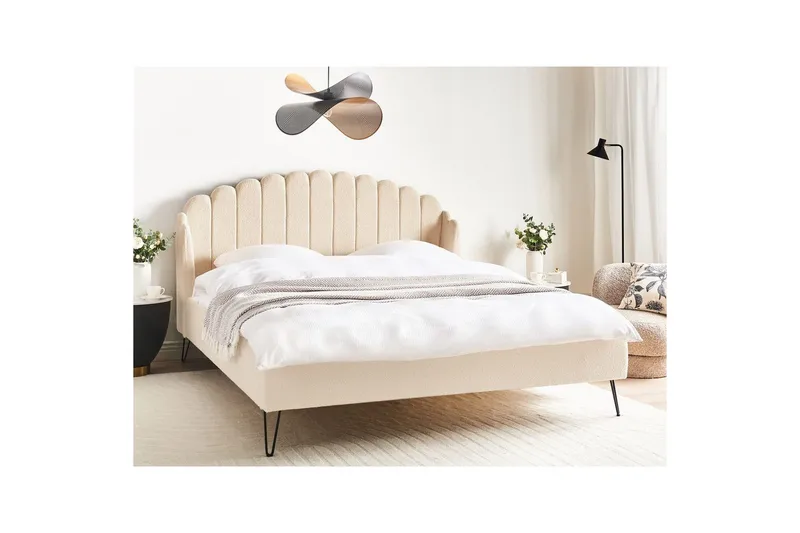 Seng med lamellramme Ambillou - Beige, svart, 180x200 cm - Møbler - Senger - Sengeramme & sengestamme