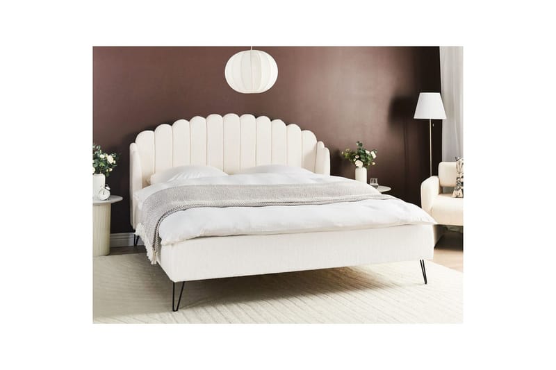 Seng med lamellramme Ambillou - Hvit, Svart, 180x200 cm - Møbler - Senger - Sengeramme & sengestamme