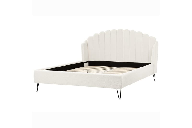 Seng med lamellramme Ambillou, Hvit, Svart, 180x200 cm