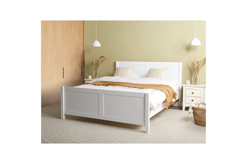 Seng med lamellramme Champagnat - Hvit, 160x200 cm - Møbler - Senger - Sengeramme & sengestamme