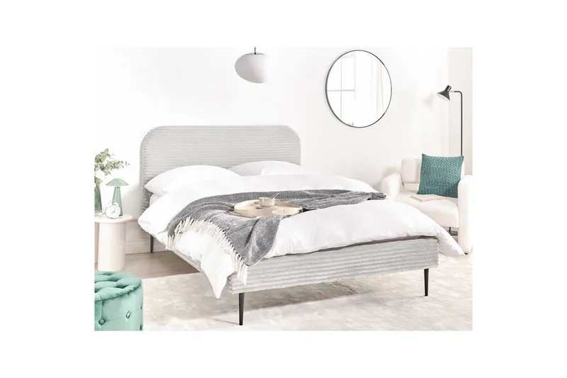 Seng med lamellramme Flayat - Grå, svart, 140x200 cm - Møbler - Senger - Sengeramme & sengestamme