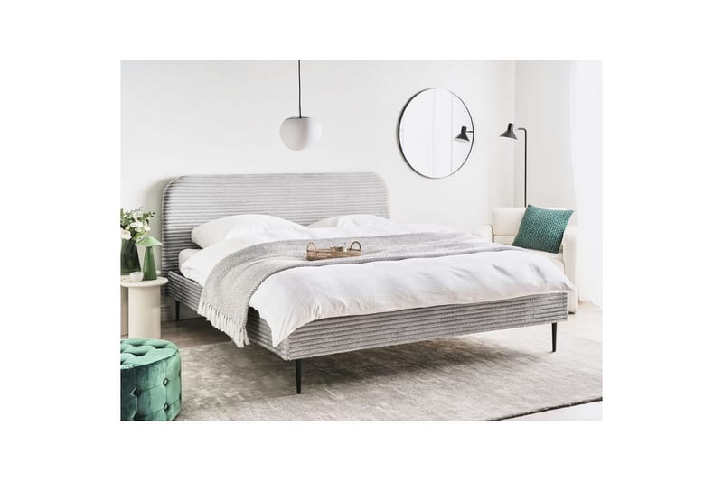 Seng med lamellramme Flayat - Grå, svart, 180x200 cm - Møbler - Senger - Sengeramme & sengestamme