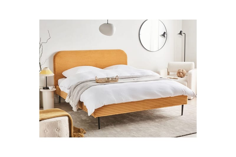 Seng med lamellramme Flayat - Oransje, svart, 160x200 cm - Møbler - Senger - Sengeramme & sengestamme