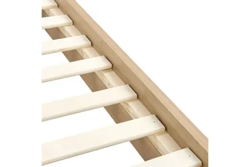 Seng med lamellramme Limanton - Beige, lyst tre, svart/bouclé, Beige, lyst tre, svart/Bouclé, 140x200 cm - Møbler - Senger - Sengeramme & sengestamme