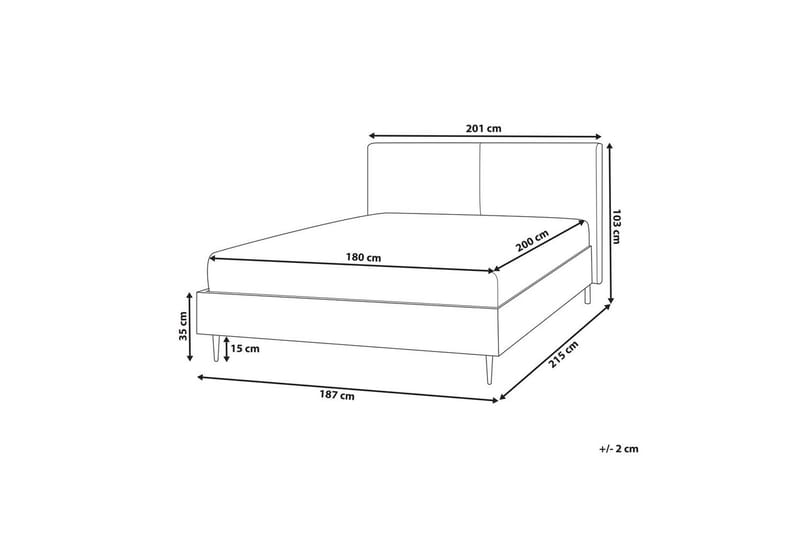 Seng med lamellramme Limanton - Beige, lyst tre, svart/bouclé, Beige, lyst tre, svart/Bouclé, 180x200 cm - Møbler - Senger - Sengeramme & sengestamme