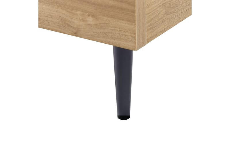 Seng med lamellramme Limanton - Brun, lyst tre, svart/kunstlær, Brun, lys tre, svart/Kunstskinn, 140x200 cm - Møbler - Senger - Sengeramme & sengestamme