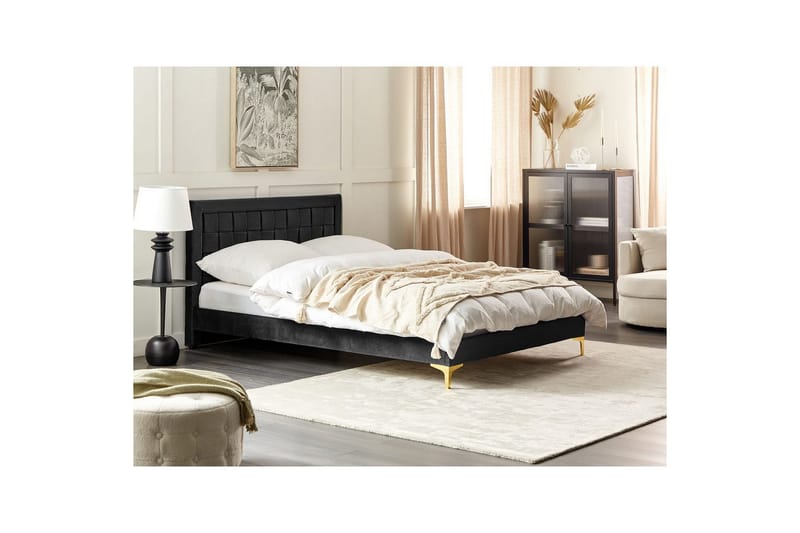 Seng med lamellramme Limoux - Svart, 140x200 cm - Møbler - Senger - Sengeramme & sengestamme