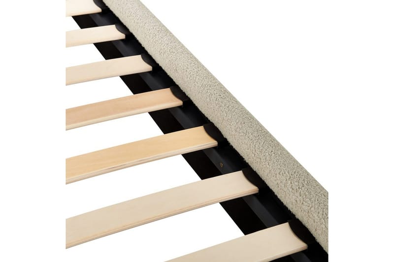Seng med lamellramme Lunan - Beige, svart/Bouclé, 140x200 cm - Møbler - Senger - Sengeramme & sengestamme