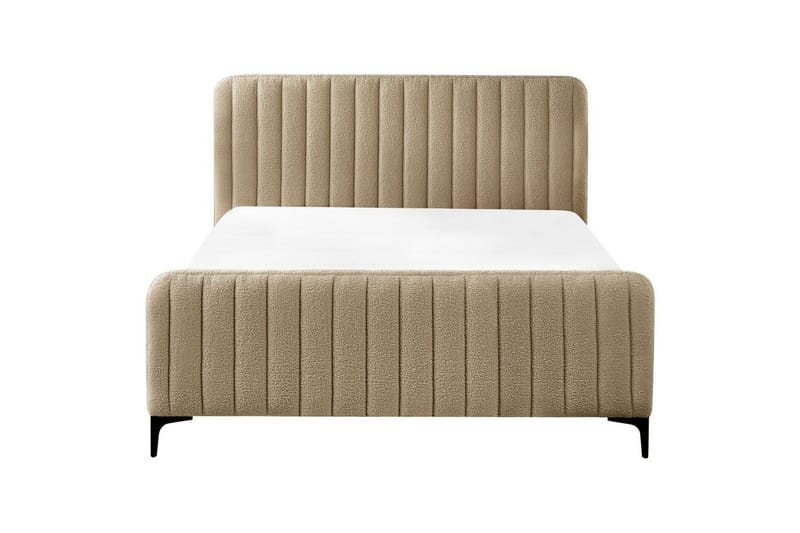 Seng med lamellramme Lunan - Taupe, svart/Bouclé, 140x200 cm - Møbler - Senger - Sengeramme & sengestamme