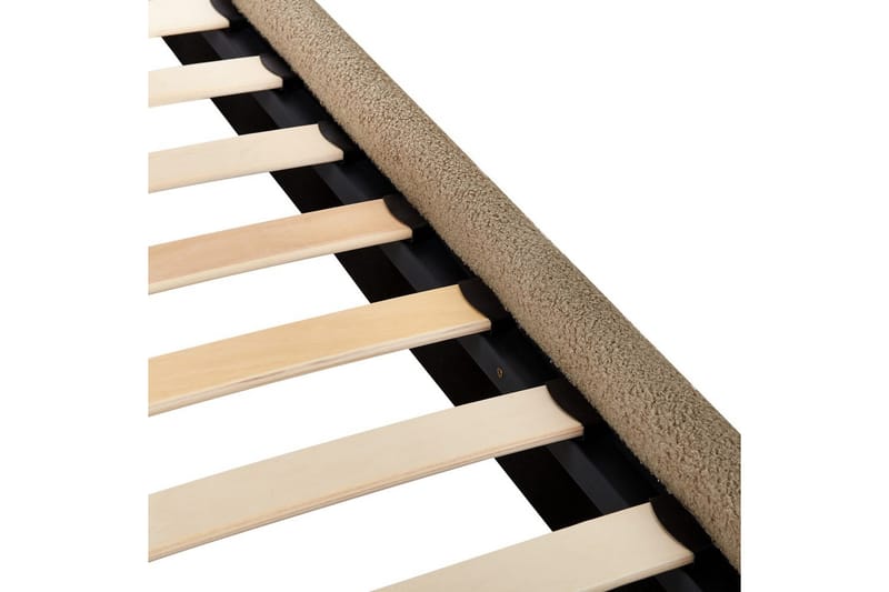 Seng med lamellramme Lunan - Taupe, svart/Bouclé, 160x200 cm - Møbler - Senger - Sengeramme & sengestamme