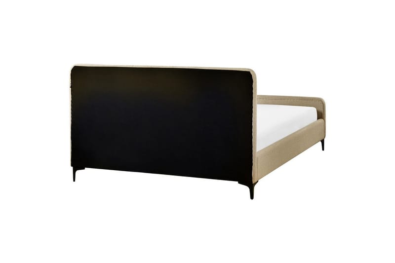 Seng med lamellramme Lunan - Taupe, svart/Bouclé, 160x200 cm - Møbler - Senger - Sengeramme & sengestamme