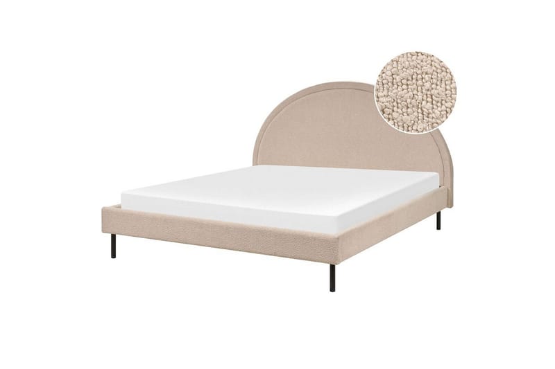 Seng med lamellramme Margut - Beige/Bouclé, 160x200 cm - Møbler - Senger - Sengeramme & sengestamme
