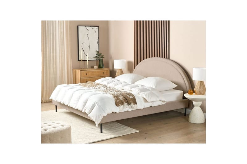 Seng med lamellramme Margut - Beige/Bouclé, 180x200 cm - Møbler - Senger - Sengeramme & sengestamme