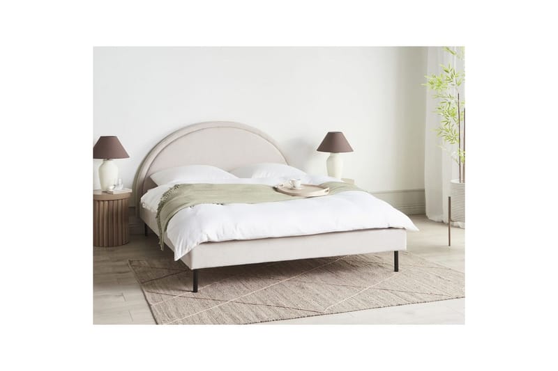 Seng med lamellramme Margut - Beige/Polyester, 160x200 cm - Møbler - Senger - Sengeramme & sengestamme