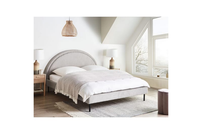 Seng med lamellramme Margut - Grå/Polyester, Grå/polyester, 160x200 cm - Møbler - Senger - Sengeramme & sengestamme