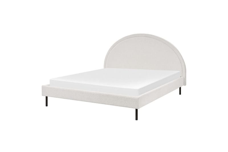 Seng med lamellramme Margut, Hvit/Bouclé, 160x200 cm