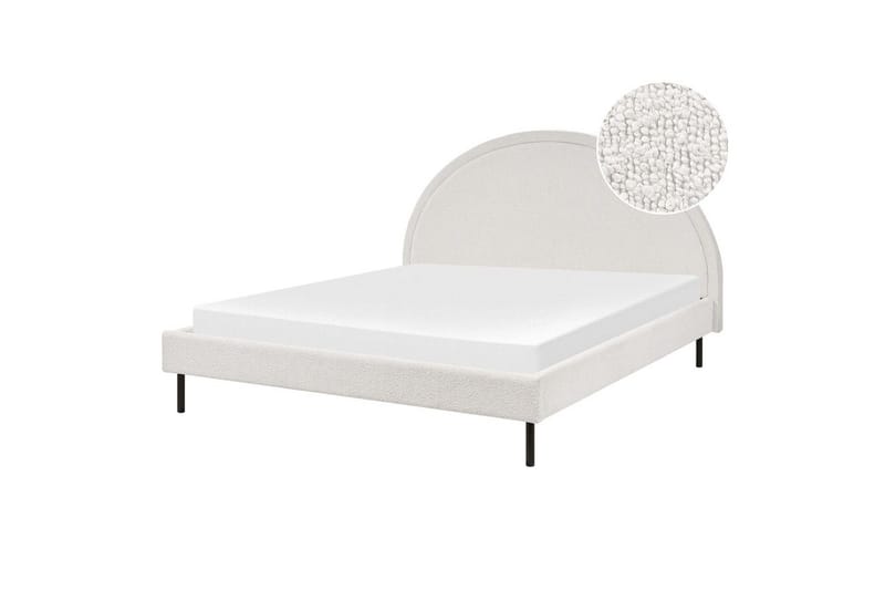 Seng med lamellramme Margut - Hvit/Bouclé, 160x200 cm - Møbler - Senger - Sengeramme & sengestamme