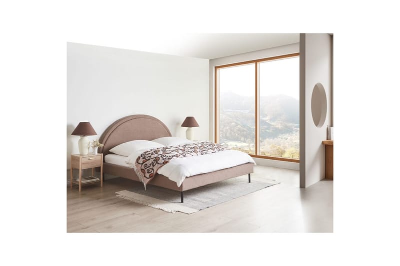 Seng med lamellramme Margut - Taupe/Bouclé, 160x200 cm - Møbler - Senger - Sengeramme & sengestamme