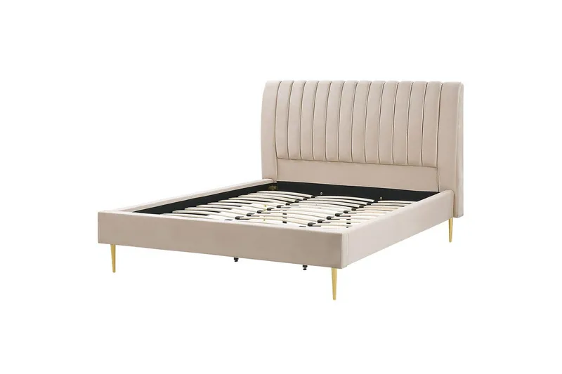 Seng med lamellramme Marville, Beige, gull, Beige, Gull, 180x200 cm