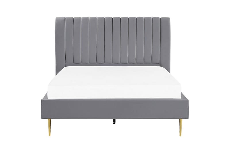 Seng med lamellramme Marville - Grå, Gull, Grå, gull, 140x200 cm - Møbler - Senger - Sengeramme & sengestamme