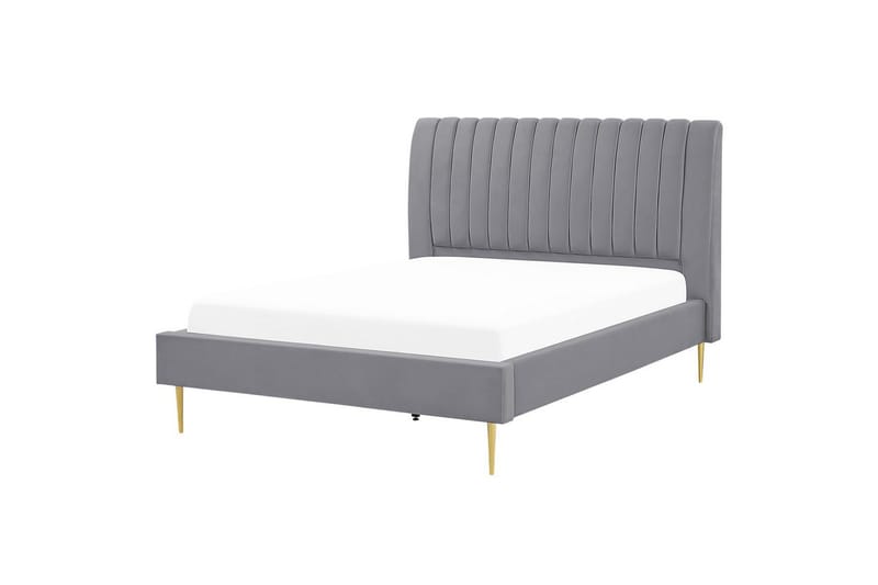 Seng med lamellramme Marville - Grå, Gull, Grå, gull, 140x200 cm - Møbler - Senger - Sengeramme & sengestamme
