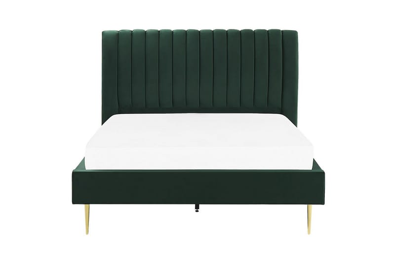 Seng med lamellramme Marville - Grønn, gull, Grønn, Gull, 140x200 cm - Møbler - Senger - Sengeramme & sengestamme