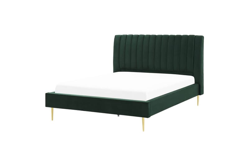 Seng med lamellramme Marville - Grønn, gull, Grønn, Gull, 160x200 cm - Møbler - Senger - Sengeramme & sengestamme