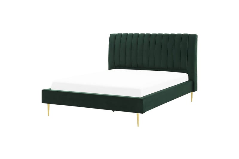 Seng med lamellramme Marville - Grønn, gull, Grønn, Gull, 180x200 cm - Møbler - Senger - Sengeramme & sengestamme
