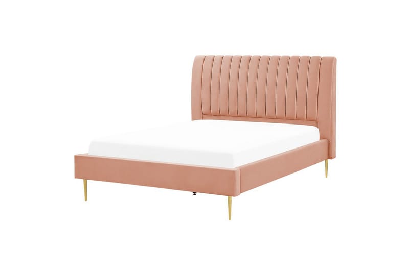 Seng med lamellramme Marville - Rosa, Gull, Rosa, gull, 140x200 cm - Møbler - Senger - Sengeramme & sengestamme