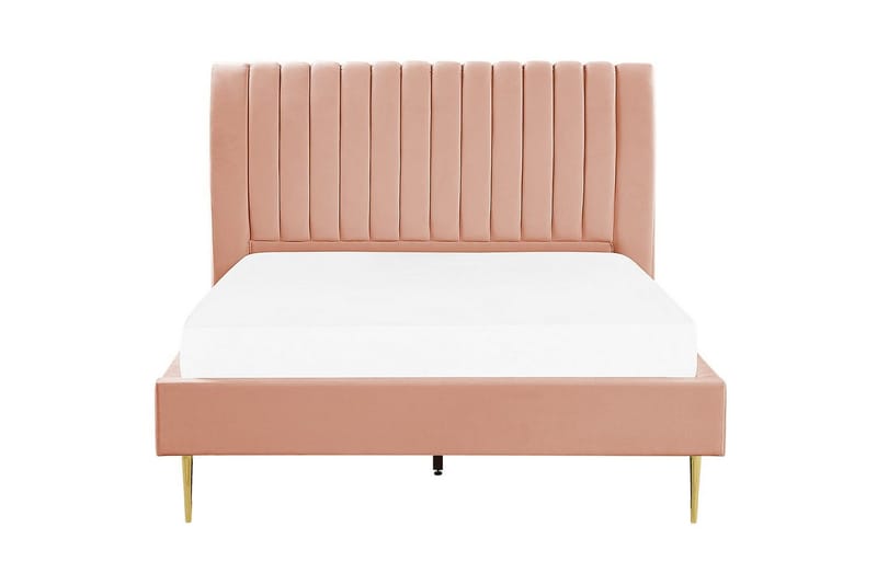 Seng med lamellramme Marville - Rosa, Gull, Rosa, gull, 140x200 cm - Møbler - Senger - Sengeramme & sengestamme