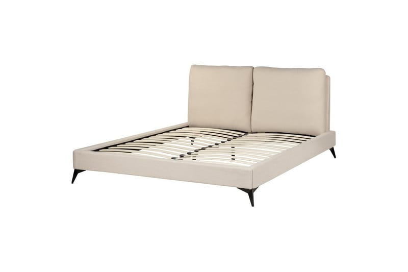 Seng med lamellramme Melle, Beige/Bouclé, 160x200 cm