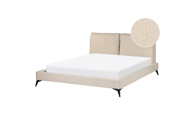 Seng med lamellramme Melle - Beige/Bouclé, 160x200 cm - Møbler - Senger - Sengeramme & sengestamme