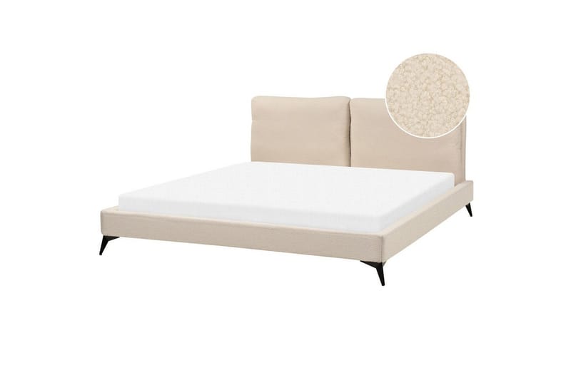 Seng med lamellramme Melle - Beige/Bouclé, 180x200 cm - Møbler - Senger - Sengeramme & sengestamme