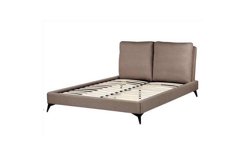 Seng med lamellramme Melle - Brun, Svart/Bouclé, 140x200 cm - Møbler - Senger - Sengeramme & sengestamme