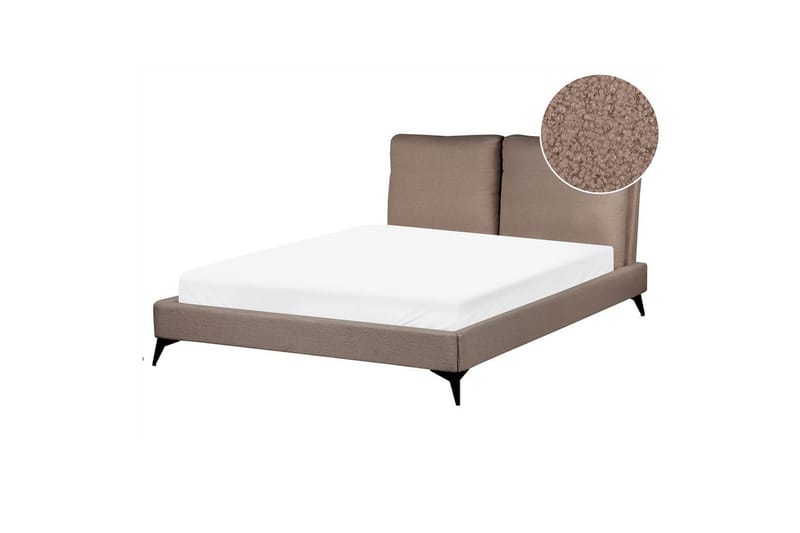 Seng med lamellramme Melle - Brun, Svart/Bouclé, 140x200 cm - Møbler - Senger - Sengeramme & sengestamme