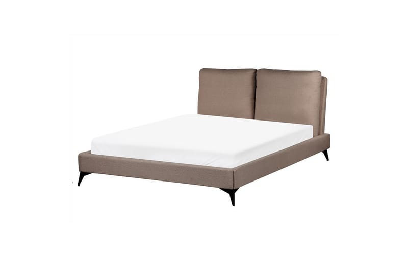 Seng med lamellramme Melle - Brun, Svart/Bouclé, 140x200 cm - Møbler - Senger - Sengeramme & sengestamme