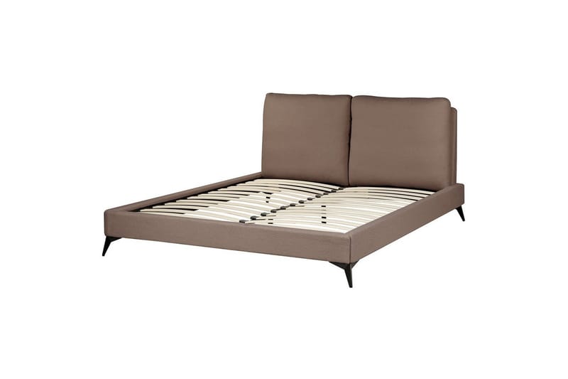 Seng med lamellramme Melle, Brun, Svart/Bouclé, 160x200 cm