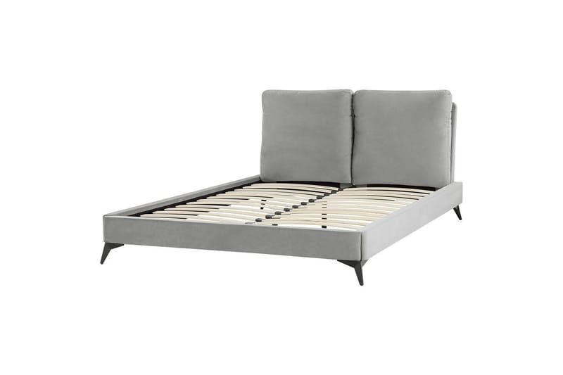 Seng med lamellramme Melle - Grå, svart/Fløyel, 140x200 cm - Møbler - Senger - Sengeramme & sengestamme