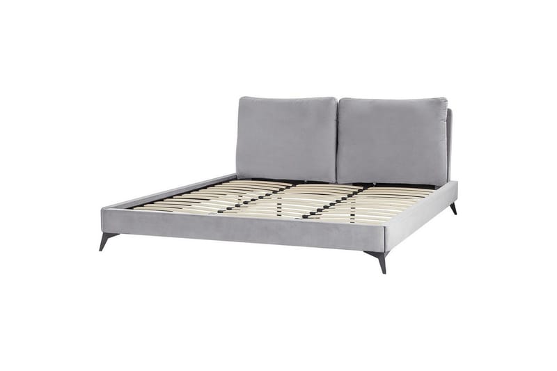 Seng med lamellramme Melle, Grå, svart/Fløyel, 180x200 cm