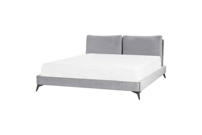 Seng med lamellramme Melle - Grå, svart/Fløyel, 180x200 cm - Møbler - Senger - Sengeramme & sengestamme