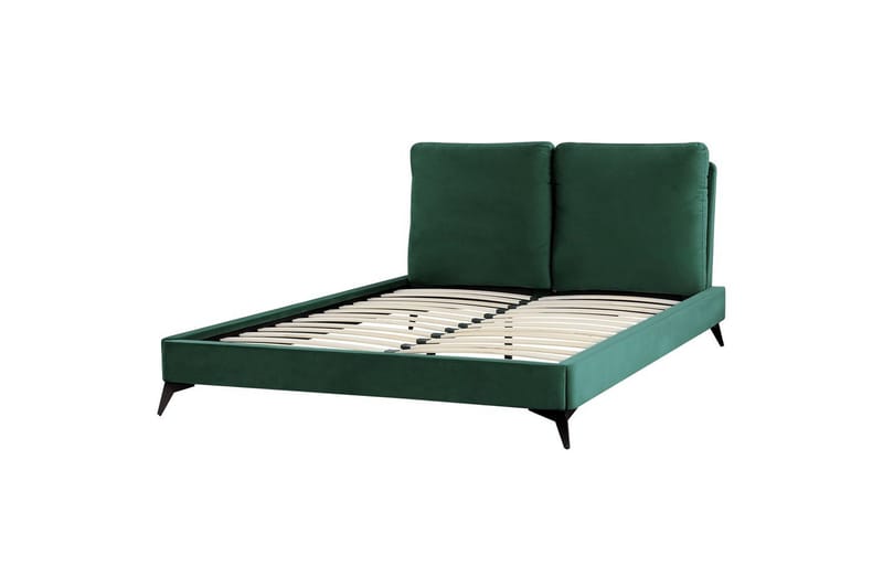 Seng med lamellramme Melle - Grønn, Svart/Fløyel, Grønn, svart/Fløyel, 140x200 cm - Møbler - Senger - Sengeramme & sengestamme