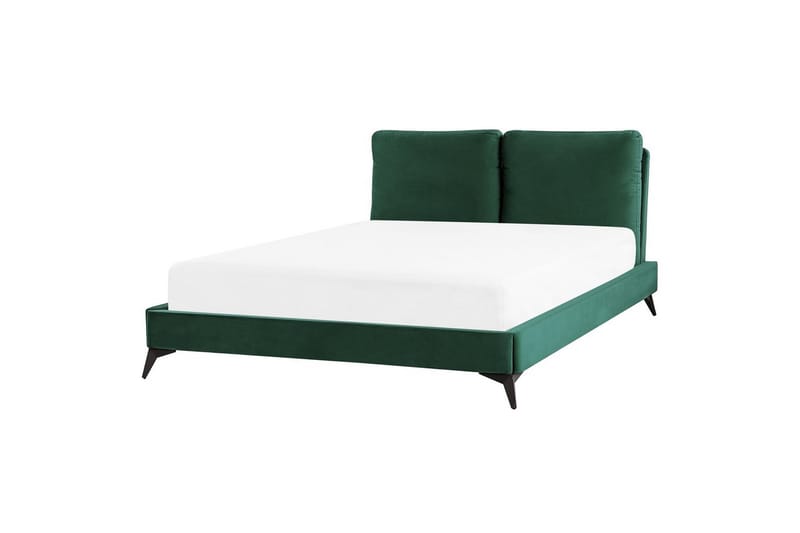 Seng med lamellramme Melle - Grønn, Svart/Fløyel, Grønn, svart/Fløyel, 140x200 cm - Møbler - Senger - Sengeramme & sengestamme