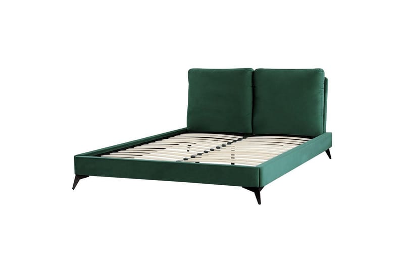 Seng med lamellramme Melle - Grønn, Svart/Fløyel, Grønn, svart/Fløyel, 160x200 cm - Møbler - Senger - Sengeramme & sengestamme