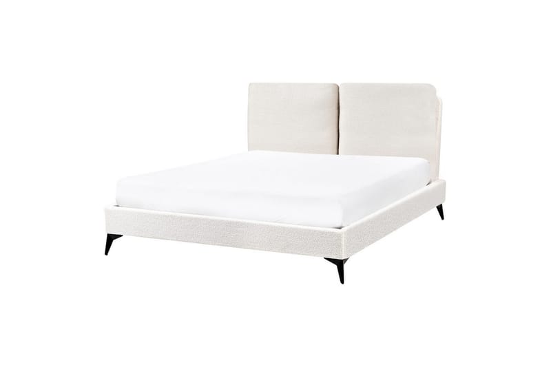 Seng med lamellramme Melle - Hvit, Svart/Bouclé, 140x200 cm - Møbler - Senger - Sengeramme & sengestamme