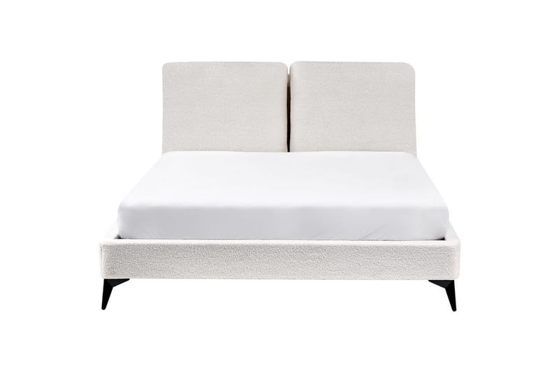Seng med lamellramme Melle - Hvit, Svart/Bouclé, 140x200 cm - Møbler - Senger - Sengeramme & sengestamme