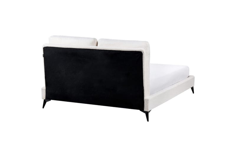 Seng med lamellramme Melle - Hvit, Svart/Bouclé, 140x200 cm - Møbler - Senger - Sengeramme & sengestamme
