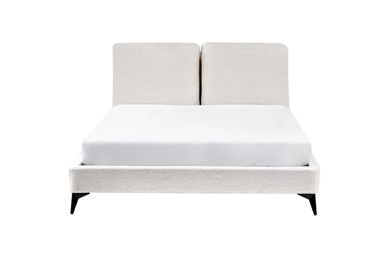 Seng med lamellramme Melle - Hvit, Svart/Bouclé, 140x200 cm - Møbler - Senger - Sengeramme & sengestamme